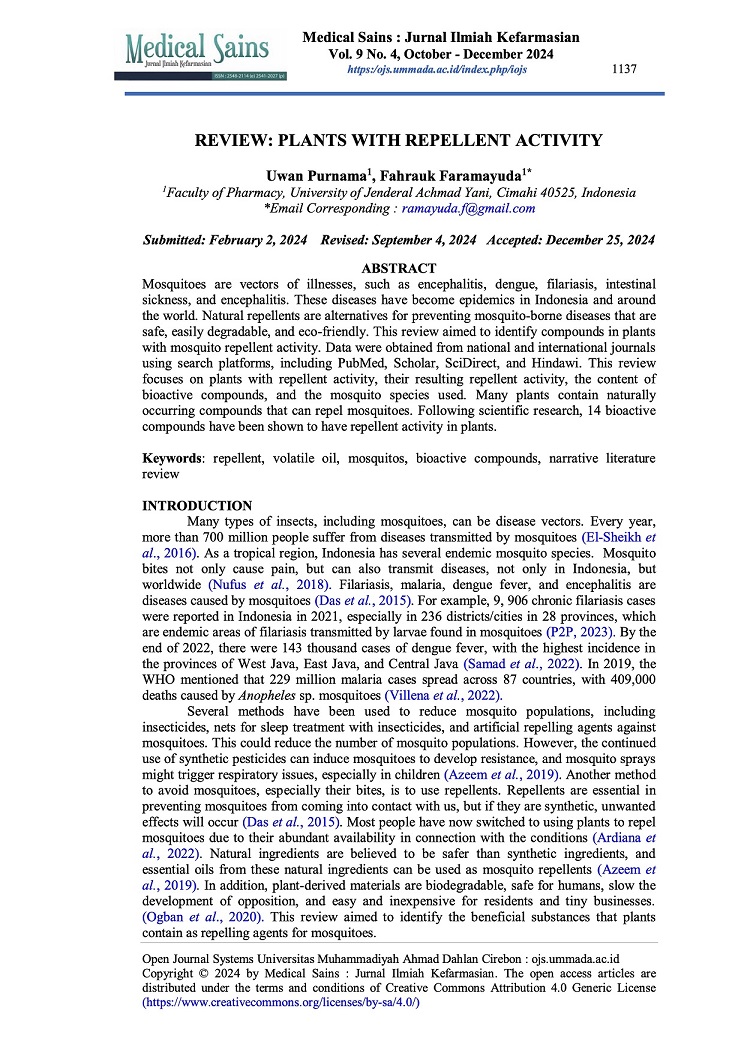 REVIEW: PLANTS WITH REPELLENT ACTIVITY