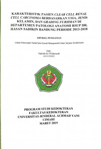 Karakteristik Pasien Clear Cell Renal Cell Carcinoma Berdasarkan Usia, Jenis Kelamin dan Grading Fuhrman di Departemen Patologi Anatomi RSUP DR. Hasan Sadikin Bandung Periode 2013-2018