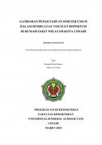 GAMBARAN PENGETAHUAN DOKTER UMUM DALAM PEMBUATAN VISUM ET REPERTUM DI RUMAH SAKIT WILAYAH KOTA CIMAHI