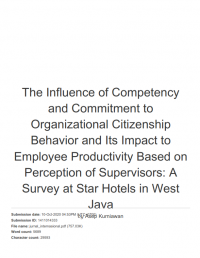 The Influence of Competency and Commitment to Organizational Citizenship Behavior and Its Impact to Employee Productivity Based on Perception of Supervisors: A Survey at Star Hotels in West Java