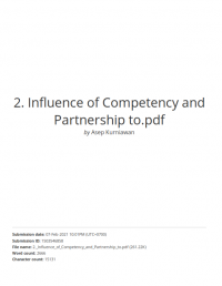 Inﬂuence of Competency and Partnership to Performance in Small Business in the Field of Culinary in North Bandung Area