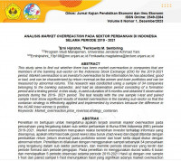 Analysis Of Market Overreaction In The Banking Sector In Indonesia During The Period 2019 - 2021