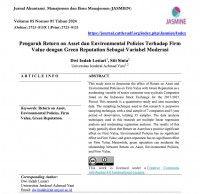 Pengaruh Return on Asset dan Environmental Policies Terhadap Firm Value dengan Green Reputation Sebagai Variabel Moderasi