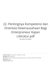 Pentingnya Kompetensi dan Orientasi Kewirausahaan Bagi Enterpreneur Kajian Literatur