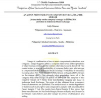 Analysis Protability of Company Before and After Merger (a case study on The Company’s Merger in 2009 to 2014 are listed in Indonesia Stock Exchange)