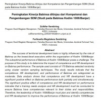 Peningkatan Kinerja Babinsa ditinjau dari Kompetensi dan Pengembangan SDM (Studi pada Babinsa Kodim 1006/Banjar)