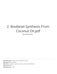 BIODIESEL SYNTHESIS FROM COCONUT OIL USING PLUG FLOW REACTOR (PFR)