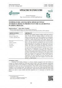 TEMPERATURE AND MACHINE SPEED SETTINGS TO REDUCE DEFECTS PRODUCTS IN THE GLASS BOTTLE WASHING PROCESS