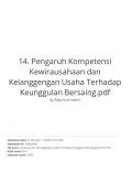 Pengaruh Kompetensi Kewirausahaan dan Kelanggengan Usaha Terhadap Keunggulan Bersaing