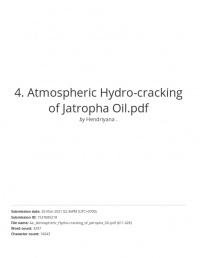 Athmospheric Hydrocracking of Jatropha Oil Using Woodchar Catalyst