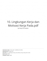 Lingkungan Kerja dan Motivasi Kerja Pada Perusahaan Manufaktur Untuk Mendukung Pariwisata Indonesia