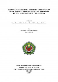 Hubungan Anemia Pada Bayi Baru Lahir Dengan Kadar Hemoglobin Pada Ibu Hamil Trimester Ketiga Di Rumah Sakit Tk Ii Dustira