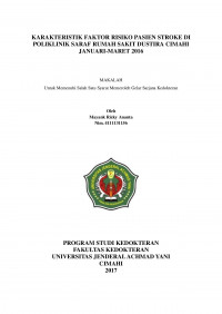 Karakteristik Faktor Risiko Pasien Stroke Di Poliklinik Saraf Rumah Sakit Dustira Cimahi Januari-Maret 2016