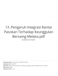 Pengaruh Integrasi Rantai Pasokan Terhadap Keunggulan Bersaing Melalui Kinerja Rantai Pasokan Pada Peternak Sapi Perah