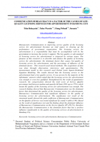 COMMUNICATION BUREAUCRACY IS A FACTOR OF THE CAUSES OF LOWQUALITY LICENSING SERVICES FOR ADVERTISEMENT IN BANDUNG CITY