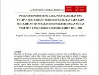 Pengaruh Persistensi Laba, Profitabilitas dan Ukuran Perusahaan terhadap Kualitas Laba pada Perusahaan Manufaktur SUB Sektor Makanan dan Minuman yang Terdaftar di BEI Tahun 2016-2020