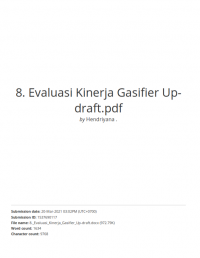 Evaluasi Kinerja Gasifier Up-Draft dengan Umpan Limbah Biomassa Kayu Mahoni dari Industri Mebel