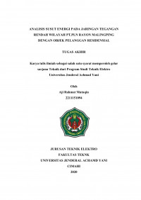 ANALISIS SUSUT ENERGI PADA JARINGAN TEGANGAN RENDAH  WILAYAH  PT.PLN RAYON MALINGPING DENGAN  OBJEK PELANGGAN RESIDENSIAL