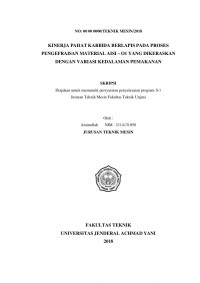 KINERJA PAHAT KARBIDA BERLAPIS PADA PROSES PENGEFRAISAN MATERIAL AISI – O1 YANG DIKERASKAN
DENGAN VARIASI KEDALAMAN PEMAKANAN