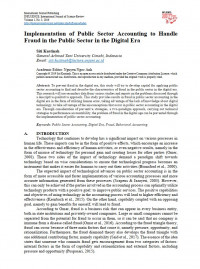 Implementation of Public Sector Accounting to Handle Fraud in the Public Sector in the Digital Era