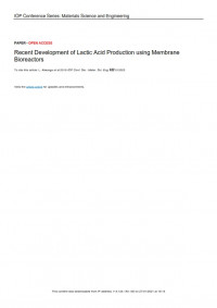 Recent Development of Lactic Acid Production using Membrane Bioreactors