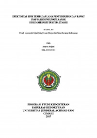 Efektivitas Zink Terhadap Lama Penyembuhan Dan Rawat Inap Pasien Pneumonia Anak Di Rumah Sakit Dustira Cimahi