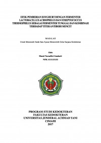 Efek Pemberian Soyghurt Dengan Fermenter Lactobacillus Acidophilus Dan Streptococcus Thermophilus Sebagai Fermenter Tunggal Dan Kombinasi Terhadap Titer Antibodi Mencit