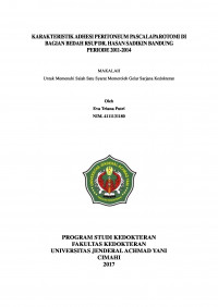 Karakteristik Adhesi Peritoneum Pascalaparotomi Di Bagian Bedah Rsup Dr. Hasan Sadikin Bandung Periode 2011-2014