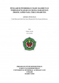 Pengaruh Pemberian Madu Rambutan Terhadap Kadar Glukosa Darah Dan Profil Lipid Pada Tikus Diabetes