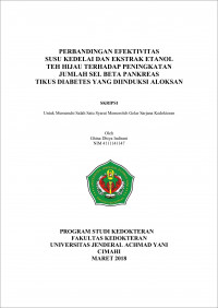 Perbandingan Efektivitas Susu Kedelai Dan Ekstrak Etanol Teh Hijau Terhadap Peningkatan Jumlah Sel Beta Pankreas Tikus Diabetes Yang Diinduksi Loksan