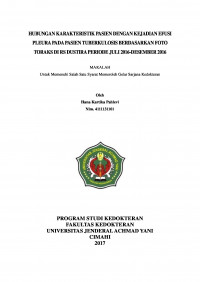 Hubungan Karakteristik Pasien Dengan Kejadian Efusi Pleura Pada Pasien Tuberkulosis Berdasarkan Foto Toraks Di Rs Dustira Periode Juli 2016-Desember 2016