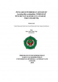 Pengaruh Pemberian Soyghurt Lactobacillus Acidophilus Terhadap Penurunan Kadar Gula Darah Tikus Diabetik