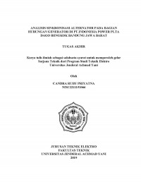 ANALISIS SINKRONISASI ALTERNATOR PADA BAGIAN HUBUNGAN GENERATOR DI PT. INDONESIA POWER PLTA DAGO BENGKOK BANDUNG JAWA BARAT