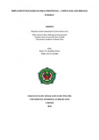 Implementasi Kerjasama Indonesia-China Dalam Bidang Energi Peroide 2008-2015