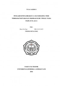 Pengaruh Unsur Cr Dan Variasi Holding Time Terhadap Sifat Ketahanan Oksidasi Temperatur
Tinggi Pada Paduan Fe-Al-Cr