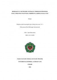 KEBIJAKAN LUAR NEGERI AUSTRALIA TERHADAP INDONESIA PASCA HUKUMAN MATI PADA TERPIDANA JARINGAN BALI NINE
