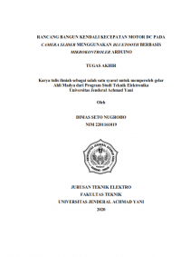 RANCANG BANGUN KENDALI KECEPATAN MOTOR DC PADA CAMERA SLIDER MENGGUNAKAN BLUETOOTH BERBASIS MIKROKONTROLER ARDUINO