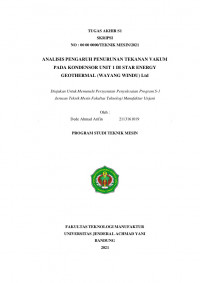 ANALISIS PENGARUH PENURUNAN TEKANAN VAKUM PADA KONDENSOR UNIT 1 DI STAR ENERGY GEOTHERMAL (WAYANG WINDU) Ltd