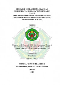 PENGARUH UKURAN PERUSAHAAN DAN PROFITABILITAS TERHADAP PENGHINDARAN PAJAK (Studi Kasus Pada Perusahaan Manufaktur Sub Sektor Makanan dan Minuman yang Terdaftar Di Bursa Efek Indonesia Periode 2014-2019)