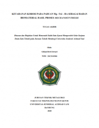 KETAHANAN KOROSI PADA PADUAN Mg– 5Al – HA SEBAGAI BAHAN BIOMATERIAL HASIL PROSES MECHANOSYNTHESIS