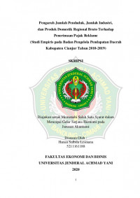 Pengaruh Jumlah Penduduk, Jumlah Industri, dan Produk Domestik Regional Bruto Terhadap Penerimaan Pajak Reklame (Studi Empiris pada Badan Pengelola Pendapatan Daerah Kabupaten Cianjur Tahun 2010-2019)