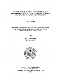 PEMODELAN DAN SIMULASI DETEKSI KEPADATAN KENDARAAN MENGGUNAKAN HISTOGRAM OF ORIENTED GRADIEN (HOG) PADA PERSIMPANGAN JALAN