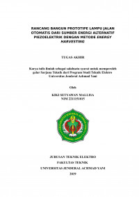 RANCANG BANGUN PROTOTIPE LAMPU JALAN OTOMATIS DARI SUMBER ENERGI ALTERNATIF PIEZOELEKTRIK DENGAN METODE ENERGY HARVESTING