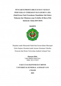 PENGARUH PROFITABILITAS DAN UKURAN PERUSAHAAN TERHADAP MANAJEMEN LABA (Studi Kasus Pada Perusahaan Manufaktur Sub Sektor Makanan dan Minuman yang Terdaftar di Bursa Efek Indonesia Tahun 2015-2019)