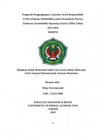 Pengaruh Pengungkapan Corporate Social Responsibility (CSR) terhadap Profitabilitas pada Perusahaan Peserta Indonesia Sustainability Reporting Award ( ISRA) Tahun 2012-2016