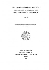 STUDI DESKRIPTIF PROKRASTINASI AKADEMIK PADA MAHASISWA ANGKATAN 2015 – 2018 DI FAKULTAS PSIKOLOGI UNJANI CIMAHI