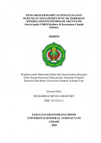 PENGARUH KEMAMPUAN PENGGUNA DAN DUKUNGAN MANAJEMEN PUNCAK TERHADAP KINERJA SISTEM INFORMASI AKUNTANSI (Survei pada UMKM Kuliner di Kecamatan Cimahi Selatan)