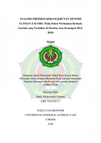 ANALISIS PREDIKSI KEBANGKRUTAN METODE ALTMAN Z-SCORE (Pada Sektor Perbankan Berbasis Syariah yang Terdaftar di Otoritas Jasa Keuangan 2014-2018)