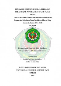 PENGARUH STRUKTUR MODAL TERHADAP BEBAN PAJAK PENGHASILAN WAJIB PAJAK BADAN (Studi Kasus Pada Perusahaan Manufaktur Sub Sektor Logam dan Sejenisnya Yang Terdaftar di Bursa Efek Indonesia Tahun 2014-2018)