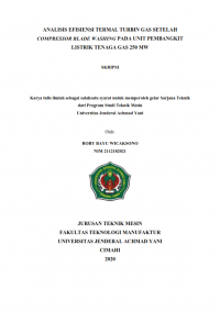 ANALISIS EFISIENSI TERMAL TURBIN GAS SETELAH COMPRESSOR BLADE WASHING PADA UNIT PEMBANGKIT LISTRIK TENAGA GAS 250 MW